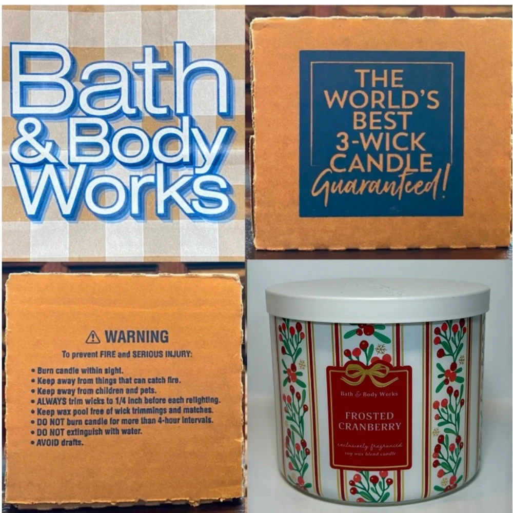 Bath & Body Works Peppermint Bark 3 Wick Candle with White Lid & Wax